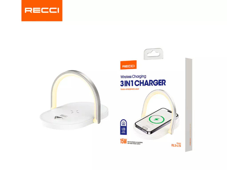 شارژر وایرلس و چراغ خواب RECCI مدل RLS-L15