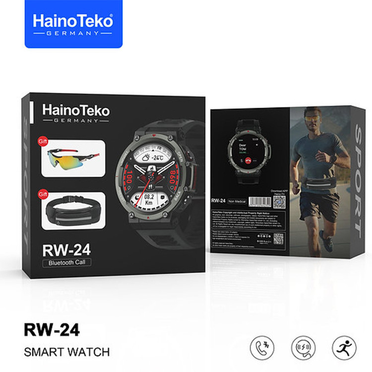 ساعت هوشمند ورزشی Haino Teko RW-24، عینک آفتابی و بگ اسپرت