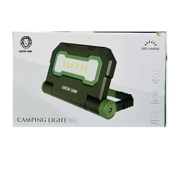 چراغ کمپینگ، پاوربانک و چراغ قوه Green Lion Camping Light Plus با پایه قابل تنظیم (مشکی و سبز)