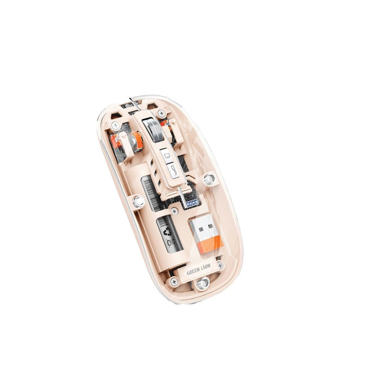 ماوس بیسیم و شفاف Green Lion مدل Transparent Mouse 2 با دقت 1600DPI و قابلیت اتصال به سه دستگاه به طور همزمان