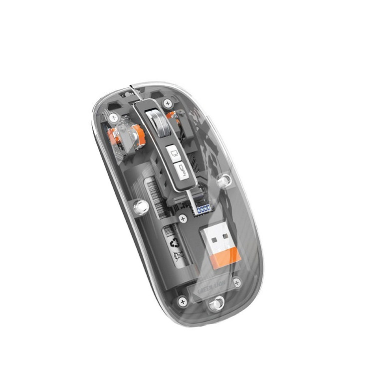 ماوس بیسیم و شفاف Green Lion مدل Transparent Mouse 2 با دقت 1600DPI و قابلیت اتصال به سه دستگاه به طور همزمان