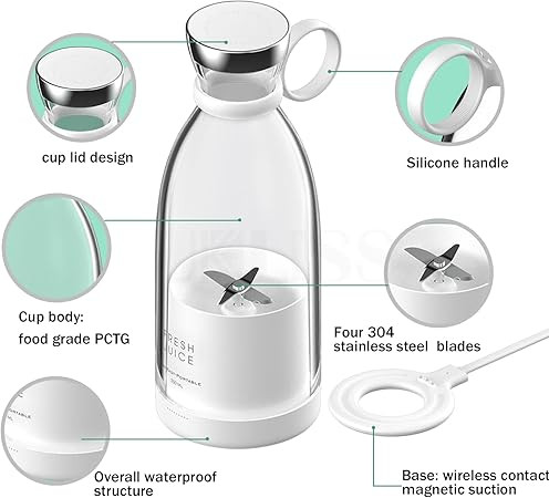 بلندر اسموتی ساز پرتابل شارژی Mini Juicer ، طراحی شیک و قابل حمل برای اسموتی و آبمیوه