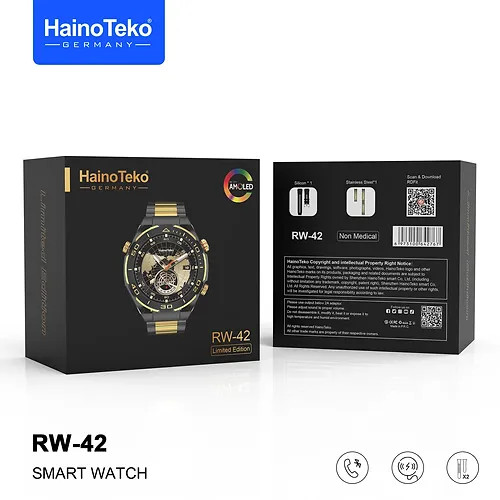 ساعت هوشمند HainoTeko RW42 با صفحه نمایش AMOLED بزرگ و شارژر بیسیم برای آقایان