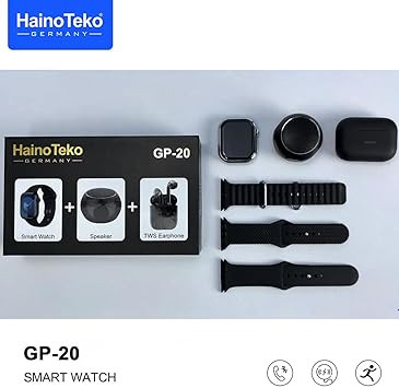 پک ساعت هوشمند Haino Teko GP-20 همراه با اسپیکر بلوتوث قابل حمل و ایرباد بیسیم - مناسب برای خانمها و آقایان