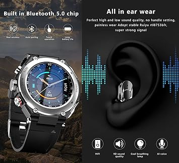 ساعت هوشمند T92 ،ایرپاد و MP3 پلیر 3 در 1 اوریجینال- با صفحه نمایش 1.28 اینچ (مشکی)