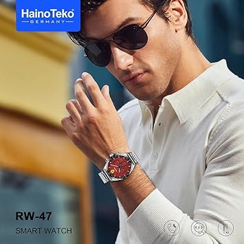 ساعت هوشمند Haino Teko مدل RW47 با صفحه نمایش AMOLED بزرگ، قابلیت تماس بلوتوث، و شارژ بیسیم برای آقایان و پسران