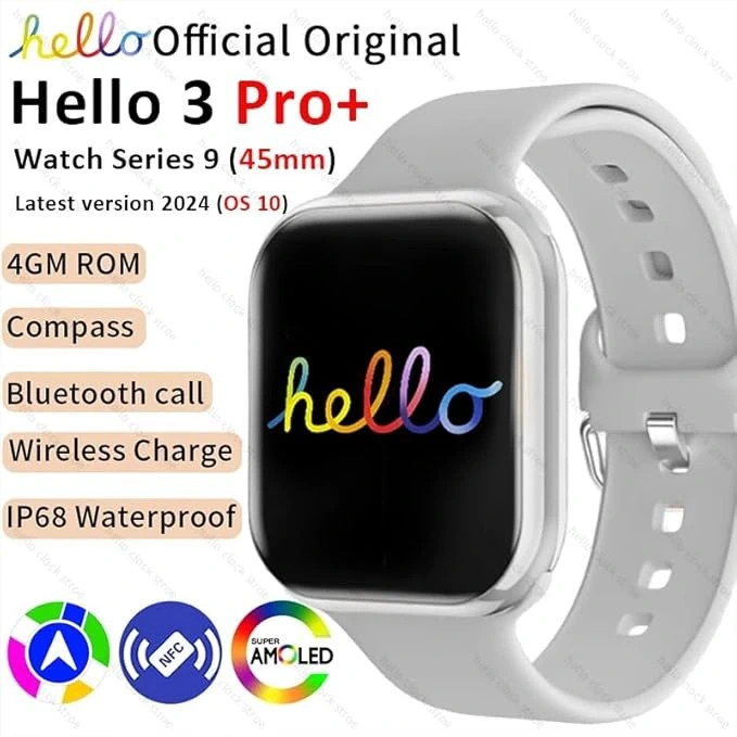 ساعت هوشمند Hello3 Pro Plus 45mm مدل 2024 با صفحه AMOLED، بلوتوث، NFC و GPS
