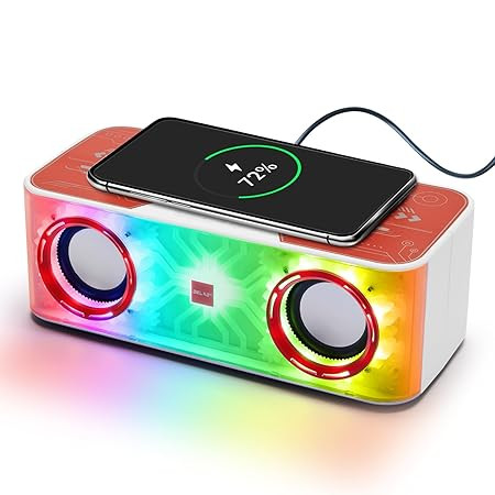 اسپیکر بلوتوثی RGB ترنسپرنت Delxo ، شارژر بیسیم و نورپردازی مکانیکی