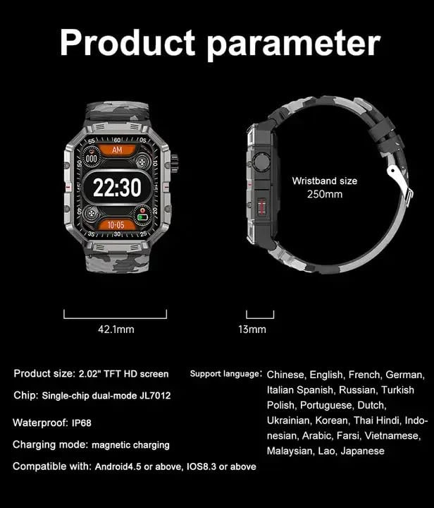 ساعت ورزشی هوشمند Telzeal T-Swatch | صفحه نمایش 1.91 اینچی، ضدآب، 4 بند قابل تعویض