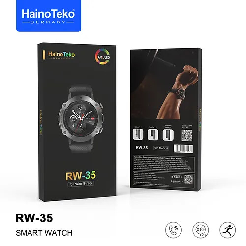 ساعت هوشمند دایرهای Haino Teko RW-35 | صفحه نمایش AMOLED، مکالمه بلوتوثی، شارژ بیسیم و 3 بند قابل تعویض
