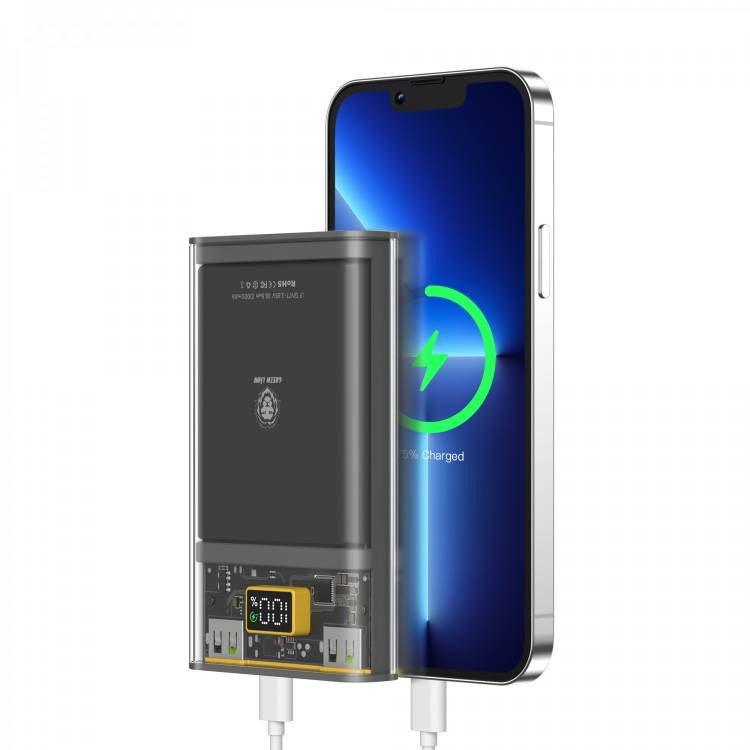 پاوربانک Green Super Fast Transparent 10000mAh | شارژ سریع QC 22.5W و PD 20W