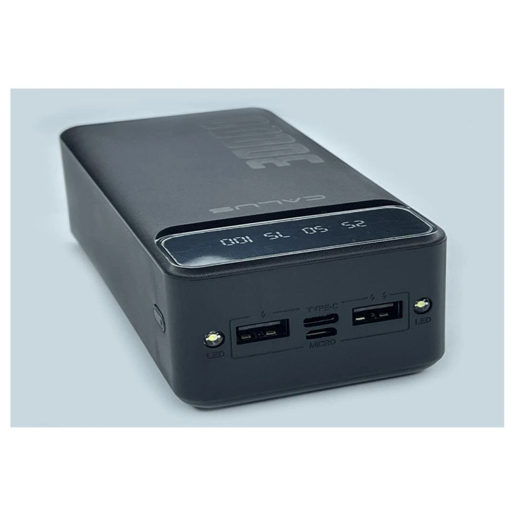 پاوربانک Calus CA-P302M | ظرفیت ۳۰,۰۰۰ میلیآمپر، شارژ سریع، دو پورت USB و نمایشگر LED