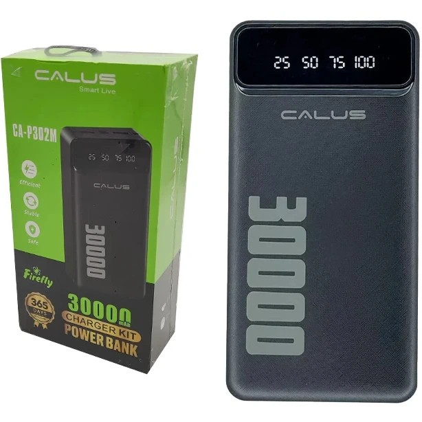 پاوربانک Calus CA-P302M | ظرفیت ۳۰,۰۰۰ میلیآمپر، شارژ سریع، دو پورت USB و نمایشگر LED