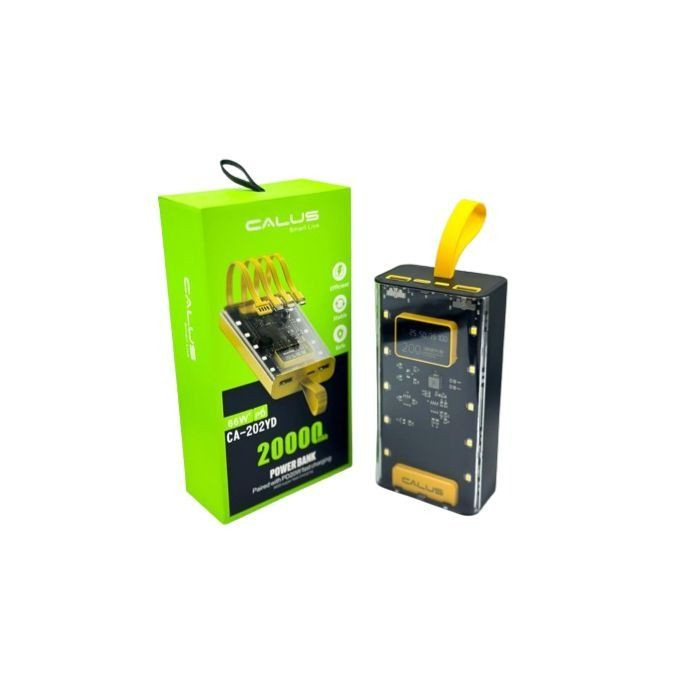 پاوربانک 20k Calus مدل CA-202YD | شارژ سریع 66 وات با ظرفیت 20000 میلیآمپر و کابل های داخلی