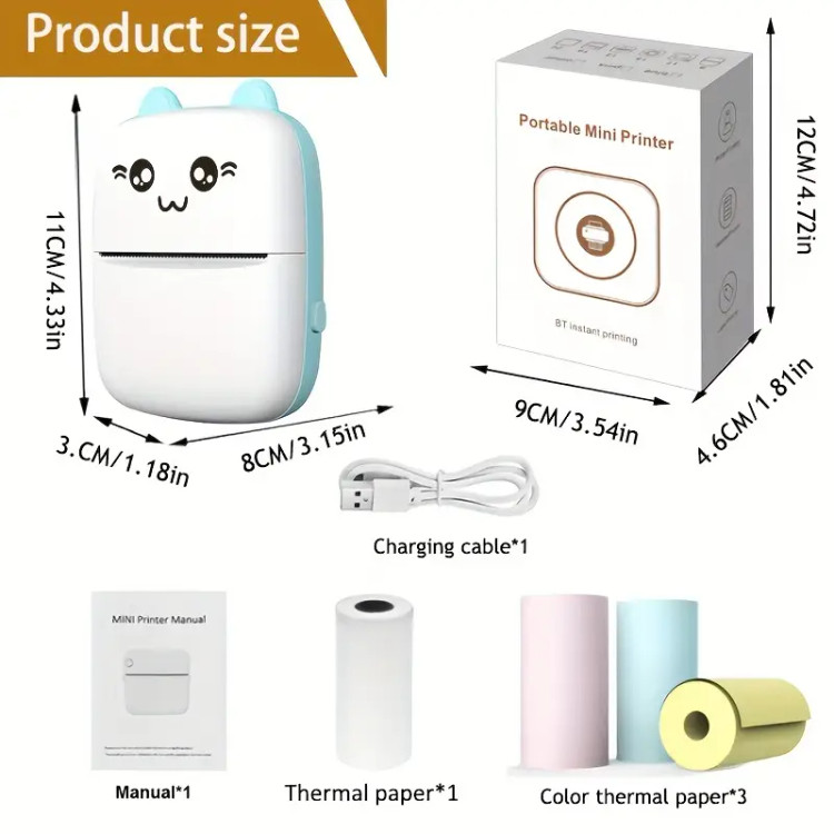 پرینتر حرارتی و لیبل زن جیبی Meow Machine Mini | چاپگر قابل حمل برای یادداشتها، لیبلها و عکسها