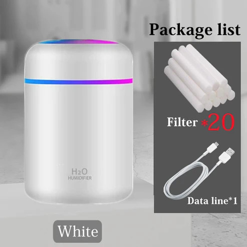 دستگاه بخور سرد H2O Humidifier | بخور کوچک قابل حمل با نورپردازی رنگی و اتصال USB