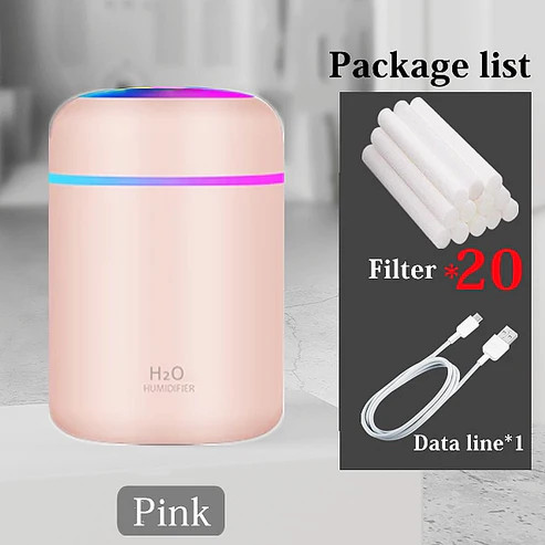 دستگاه بخور سرد H2O Humidifier | بخور کوچک قابل حمل با نورپردازی رنگی و اتصال USB