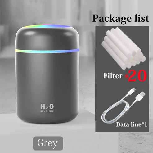 دستگاه بخور سرد H2O Humidifier | بخور کوچک قابل حمل با نورپردازی رنگی و اتصال USB