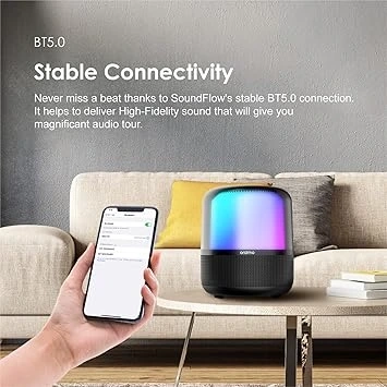 اسپیکر بلوتوثی اورایمو Oraimo SoundFlow OBS-72DBLK | صدای قدرتمند 50 وات با نورپردازی 360 درجه