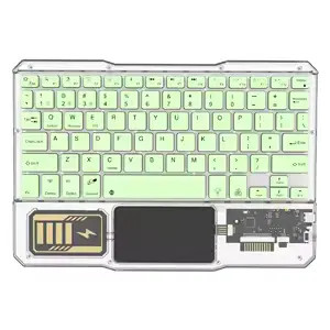 کیبورد بلوتوثی ترنسپرنت با نور پسزمینه RGB هفت رنگ و تاچ پد مدل BT Rechargeable Keyboard