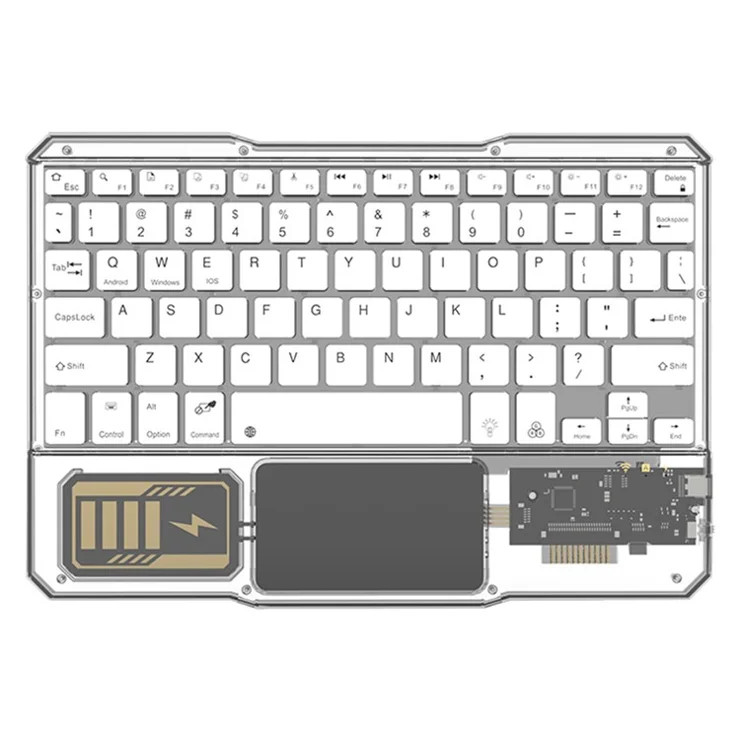 کیبورد بلوتوثی ترنسپرنت با نور پسزمینه RGB هفت رنگ و تاچ پد مدل BT Rechargeable Keyboard