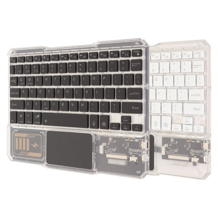 کیبورد بلوتوثی ترنسپرنت با نور پسزمینه RGB هفت رنگ و تاچ پد مدل BT Rechargeable Keyboard