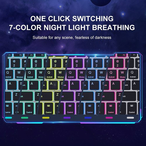 کیبورد بلوتوثی ترنسپرنت با نور پسزمینه RGB هفت رنگ و تاچ پد مدل BT Rechargeable Keyboard