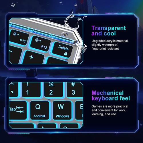 کیبورد بلوتوثی ترنسپرنت با نور پسزمینه RGB هفت رنگ و تاچ پد مدل BT Rechargeable Keyboard