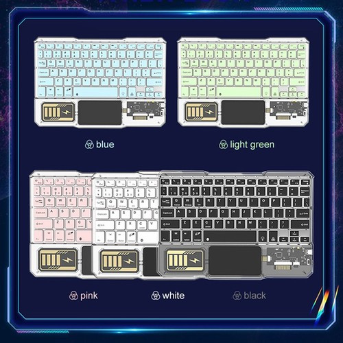 کیبورد بلوتوثی ترنسپرنت با نور پسزمینه RGB هفت رنگ و تاچ پد مدل BT Rechargeable Keyboard