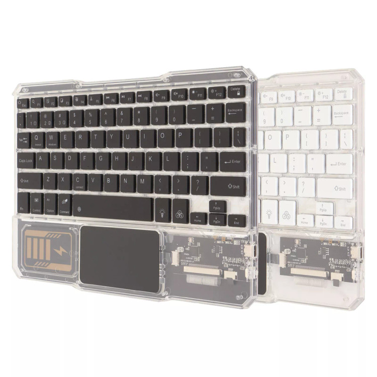 کیبورد بلوتوثی ترنسپرنت با نور پسزمینه RGB هفت رنگ و تاچ پد مدل BT Rechargeable Keyboard