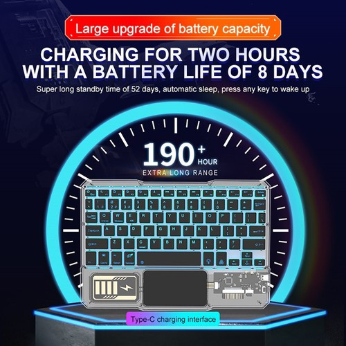 کیبورد بلوتوثی ترنسپرنت با نور پسزمینه RGB هفت رنگ و تاچ پد مدل BT Rechargeable Keyboard