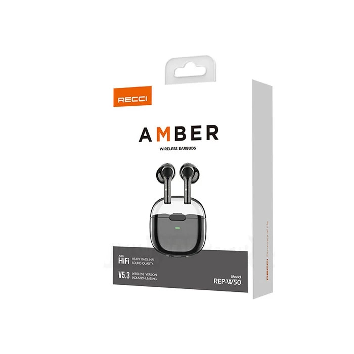 ایرباد بیسیم شفاف رسی مدل RECCI REP-W50 - طراحی مدرن و صدای Hi-Fi