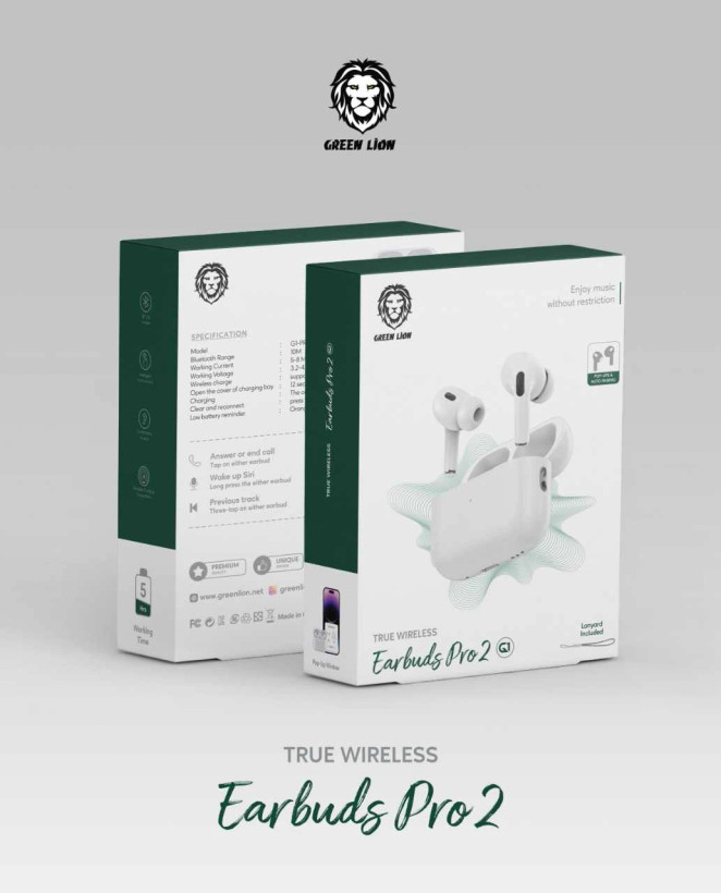 ایرپاد گرین لاین مدل Green Lion Pro 2-G1 - کیفیت صدای Hi-Fi، طراحی سبک و مقاوم در برابر رطوبت