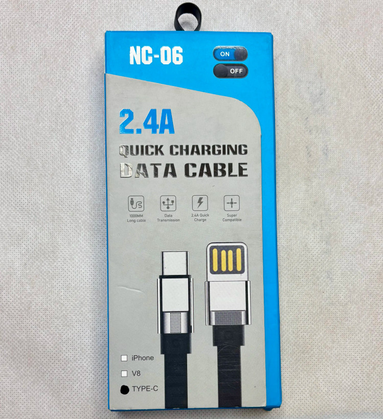 کابل شارژ USB به Type-C برند On/Off مدل NC-06 با توان ۲.۴ آمپر و طول ۱ متر