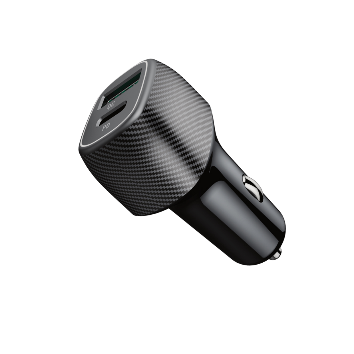 شارژر فندکی Porodo دو پورت PD و QC3.0 با توان 43 وات + کابل Braided تایپسی به لایتنینگ طول 0.9m