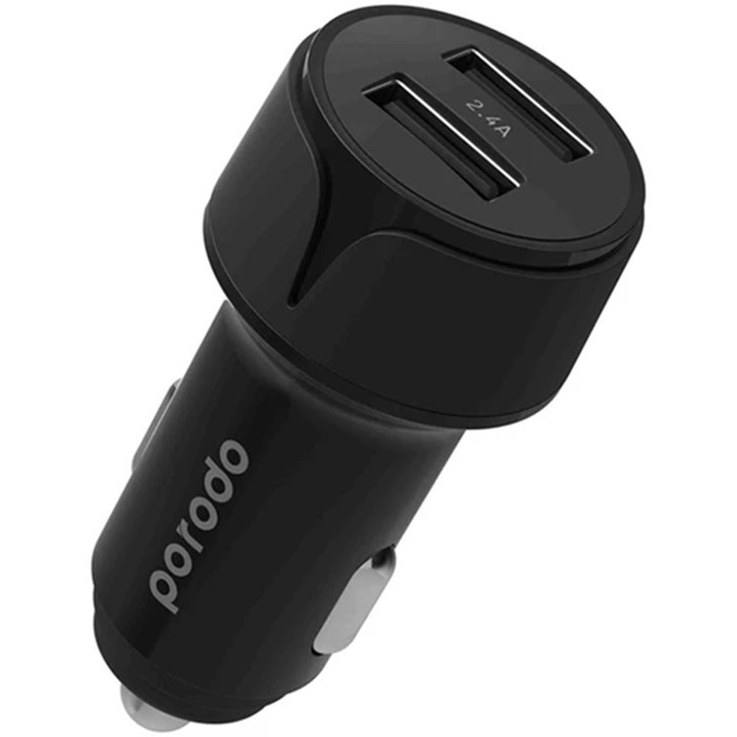 شارژر فندکی فست دو پورت Porodo مدل PB-CC12W-BK