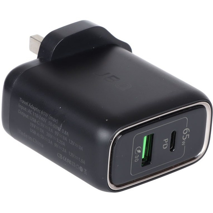 شارژر GaN 65W دو پورت JBQ مدل HC-765 با PD + QC3.0 مناسب لپتاپ و موبایل