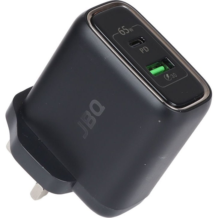شارژر GaN 65W دو پورت JBQ مدل HC-765 با PD + QC3.0 مناسب لپتاپ و موبایل