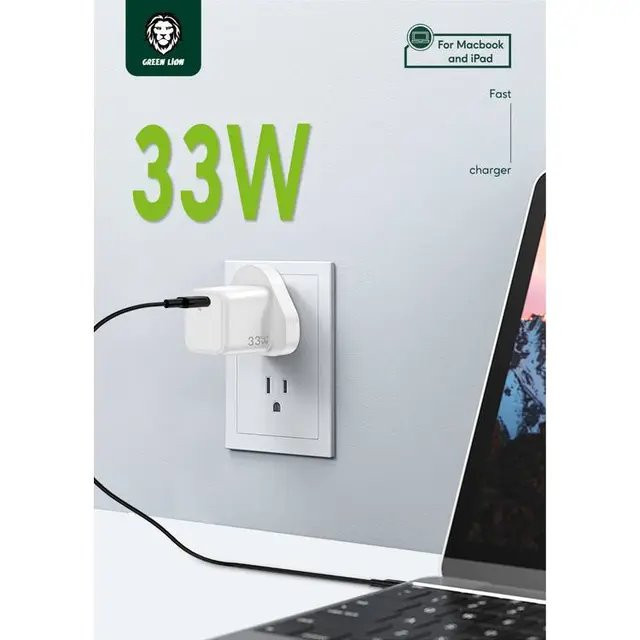شارژر Green Lion Mini Pro GaN 33W با فناوری PD و PPS مناسب آیفون و آیپد