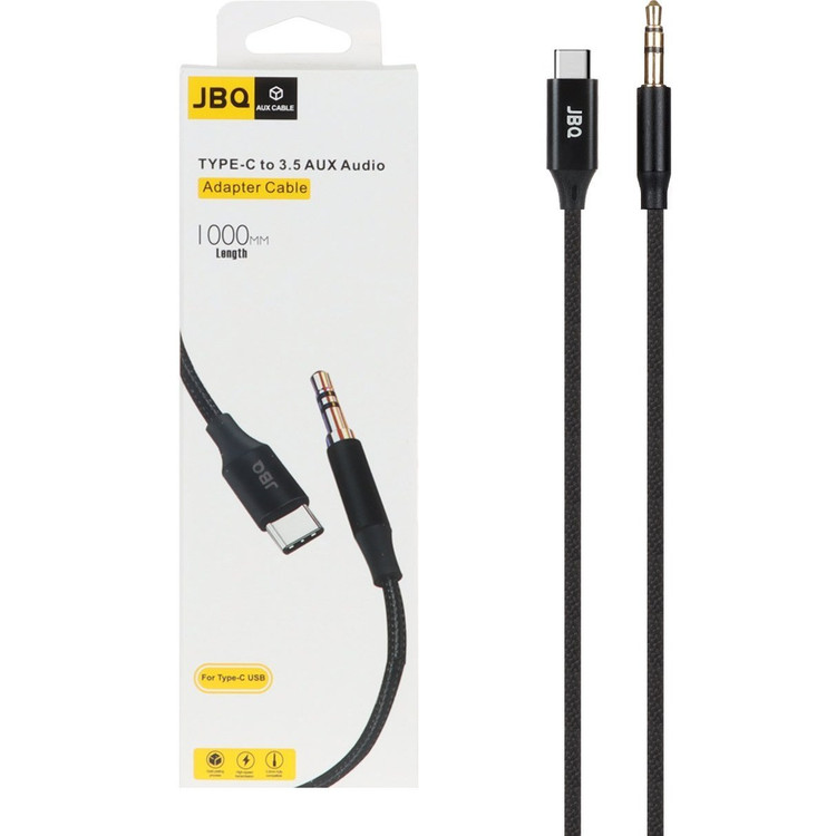 کابل AUX تایپسی به جک 3.5 میلیمتری JBQ مدل TC-10 طول 1 متر، مناسب ضبط ماشین