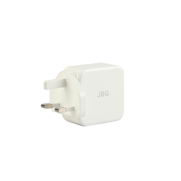 شارژر دیواری JBQ مدل HC-12F2 دو پورت USB با کابل Lightning، شارژ سریع QC 3.0