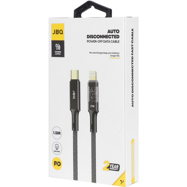 کابل شارژ و دیتای هوشمند JBQ با قطع خودکار، 27 وات، USB-C به Lightning، طول 1.5 متر