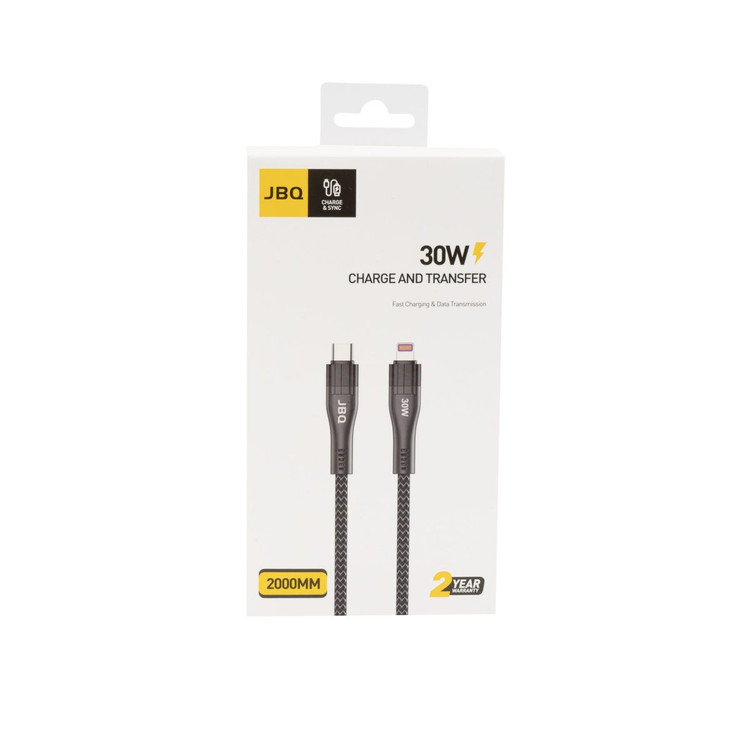 کابل شارژ و دیتا USB-C به Lightning جیبیکیو JBQ با توان 30 وات و طول 2 متر