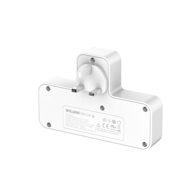 چندراهی برق و شارژر دیواری JBQ مدل SC2311 با 2 پریز برق، USB-C PD، QC3.0 و چراغ خواب لمسی